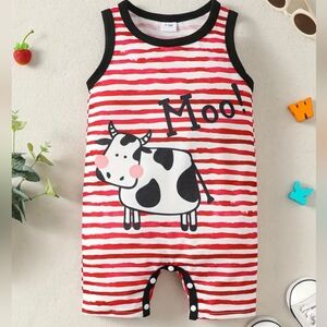 Stripes and cow print romper